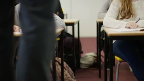 Δάσκαλος στέκεται σε μια καρέκλα — Αρχείο Βίντεο