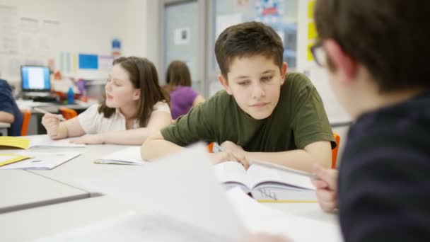 Estudiantes que trabajan en sus escritorios — Vídeos de Stock