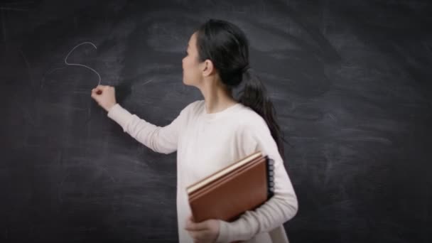 Profesor escribir fórmulas matemáticas — Vídeo de stock