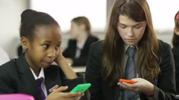 Filles qui regardent les téléphones mobiles — Video