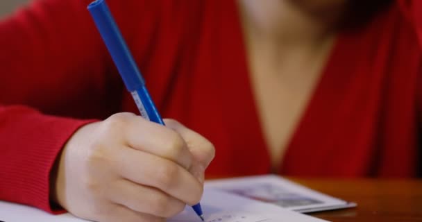 Femme écrivant des cartes de Noël — Video