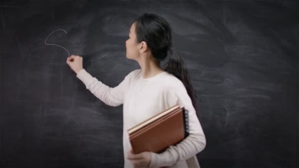 Teacher writing math formulas — Stock Video