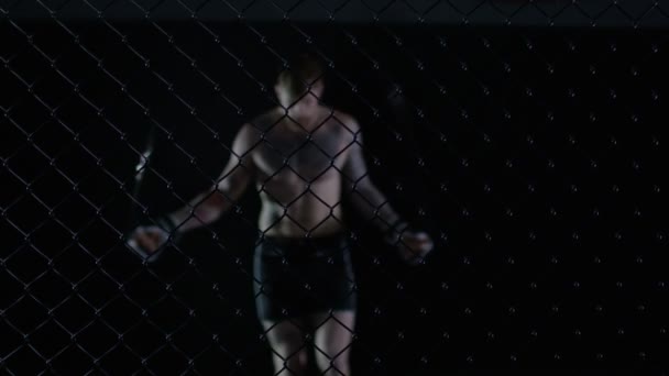 การฝึกอบรมนักสู้ MMA ด้วยการข้ามเชือก — วีดีโอสต็อก