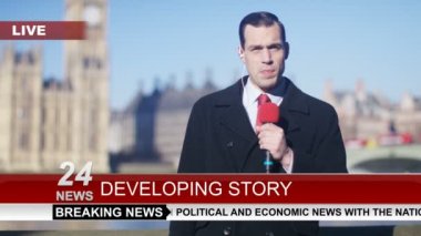 Haber muhabiri canlı kamera için yapmaya