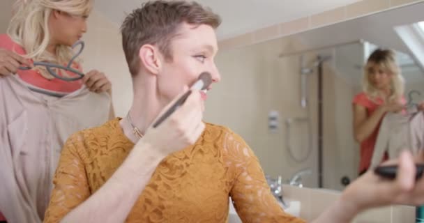 Transvestite men getting dressed — Stock video