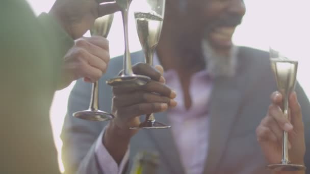 Familie drinken champagne — Stockvideo