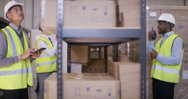 Pracownikom przygotowanie towaru do wysyłki — Wideo stockowe