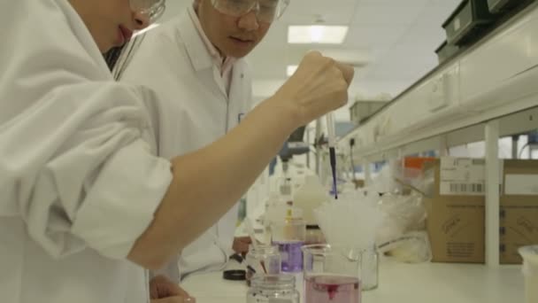 Cientistas que trabalham em cosméticos — Vídeo de Stock