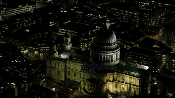 Vista Aérea Panorâmica Catedral São Paulo Londres Área Circundante Iluminada — Vídeo de Stock