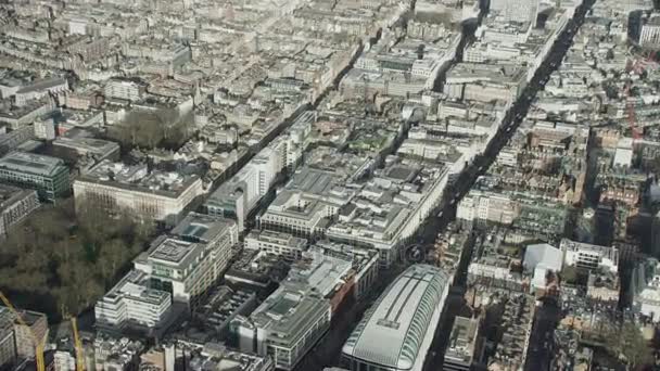 Vue Aérienne Dessus Des Bâtiments Commerciaux Circulation Dans Centre Londres — Video