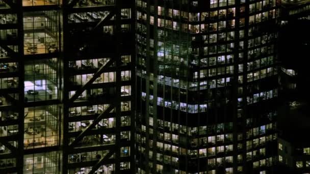 Légi Felvétel Londoni Üzleti Felhőkarcolók Városi Irodákban Éjszaka — Stock videók