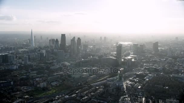 Vista Aérea Horizonte Londres Uma Manhã Nebulosa — Vídeo de Stock