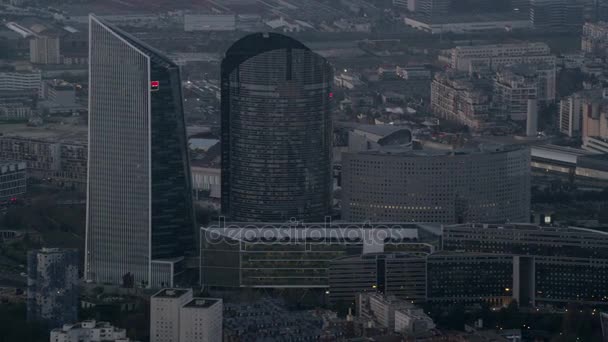 Вид Воздуха Корпоративных Офисных Зданий Деловом Районе Парижа — стоковое видео