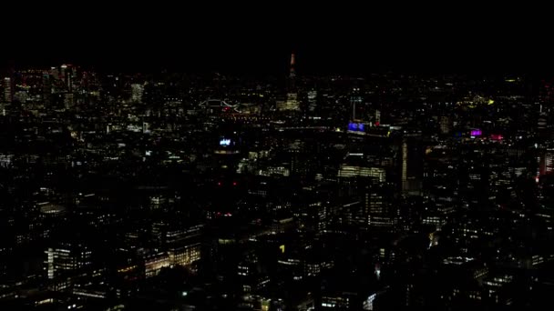 Londra Şubat 2017 Hava Panoramik Londra Cityscape Geceleri — Stok video
