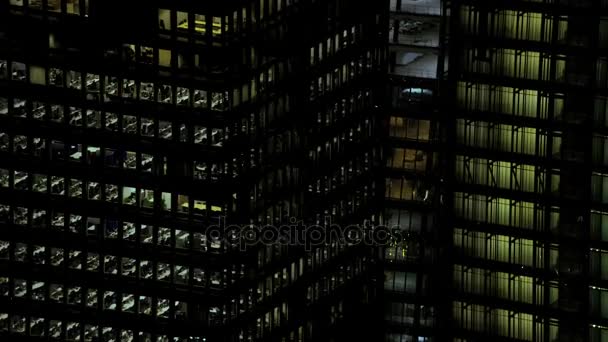 Aerial View London Business Skyscrapers City Offices Illuminated Night — Stock Video