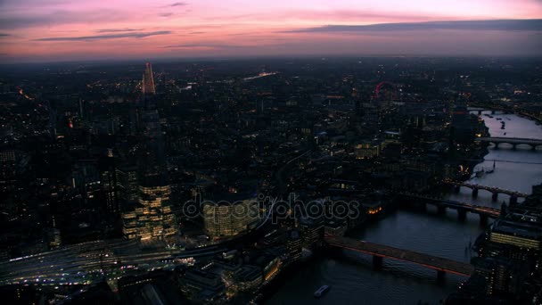 Londen Februari 2017 Panoramisch Luchtfoto Londen Stadsgezicht Rivier Theems Vroege — Stockvideo