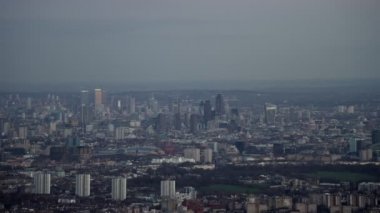 4 k panoramik hava, binalar ve Londra'nın finans bölgesine içinde gökdelenler