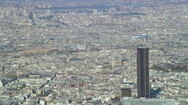 Sehr Weites Panorama Luftbild Der Skyline Von Paris Bei Tag — Stockvideo