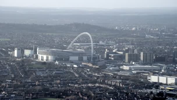 London February 2017 Aerial View Flying Wembley Stadium Surrounding Area — Stock Video