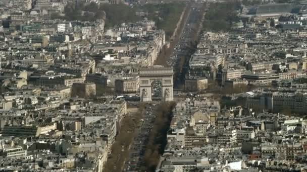 Αεροφωτογραφία Του Αψίδα Του Θριάμβου Του Παρισιού — Αρχείο Βίντεο