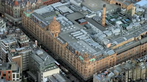 Aerial View Famous Department Store District Knightsbridge London — Stock Video