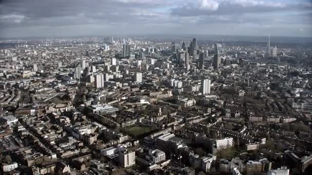 Vista Aerea Panoramica Edifici Iconici Grattacieli Nel Quartiere Finanziario Londra — Video Stock