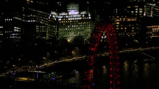 Londen Februari 2017 Panoramisch Luchtfoto Londen Stadsgezicht Bij Nacht Met — Stockvideo