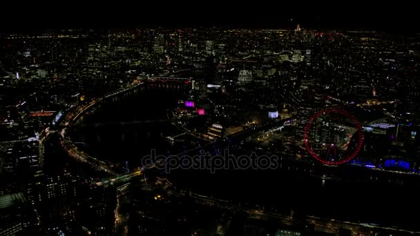 London February 2017 Panoramic Aerial View London Cityscape Night Including — Stock Video