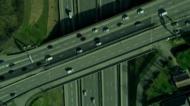 4 k hava manzara trafik Fransız kırsal otoyol kavşağı üzerinde