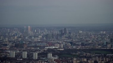4 k panoramik hava, binalar ve Londra'nın finans bölgesine içinde gökdelenler