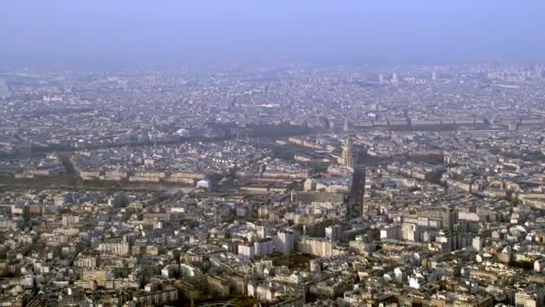 Panorama Flygfoto Över Centrala Paris Dagtid — Stockvideo