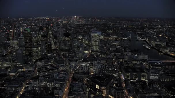 Panoramisch Luchtfoto Londen Stadsgezicht Bij Nacht — Stockvideo