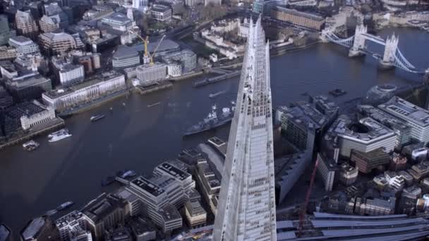 Londres Febrero 2017 Vista Aérea Del Icónico Rascacielos Londinense Shard — Vídeo de stock