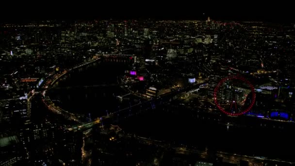London February 2017 Panoramic Aerial View London Cityscape Night Including — Stock Video