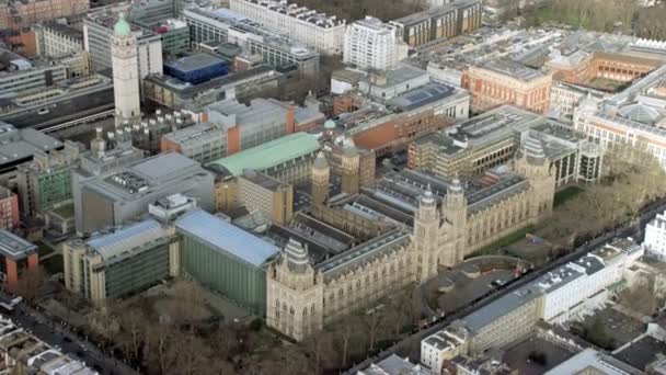 Aerial View London Natural History Museum Surrounding Area — стоковое видео