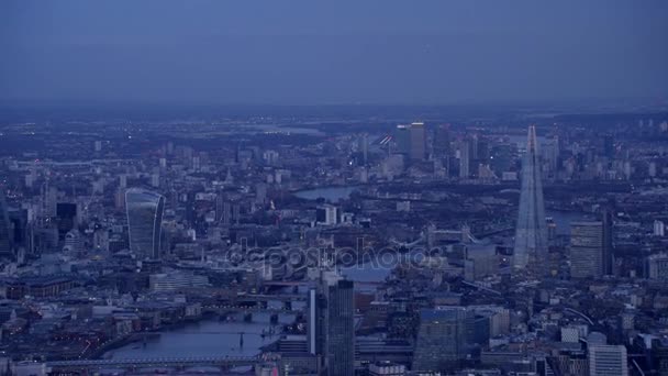London February 2017 Panoramic Aerial View London Cityscape Early Hours — Stock Video