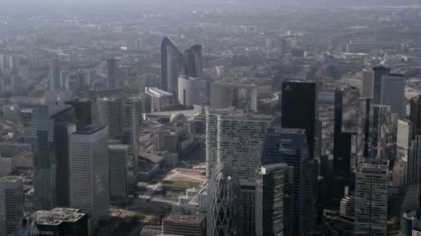 Vue Aérienne Des Bâtiments Quartier Des Affaires Défense Paris — Video