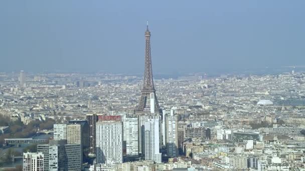 Panoramik Gök Olayları Görüntülemek Seine Nehri Eyfel Kulesi Paris Şehir — Stok video