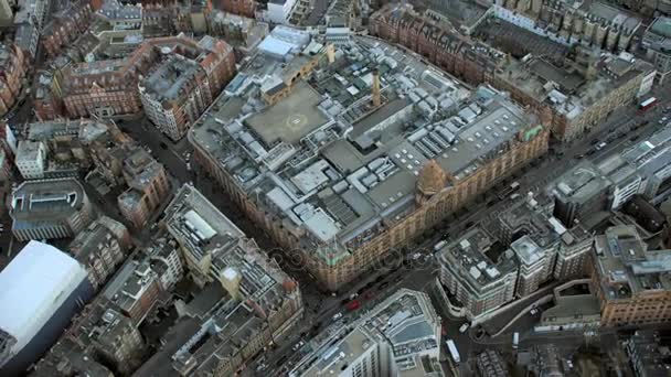 Londra Knightsbridge Bölgesinin Ünlü Lüks Alışveriş Alanında Yukarıda Havadan Görünümü — Stok video