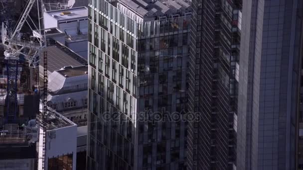 Luchtfoto Van Iconische Gebouwen Wolkenkrabbers Londen Financiële Wijk — Stockvideo