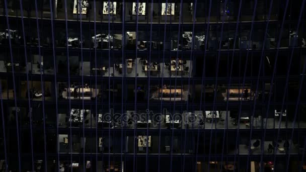Aerial View London Business Skyscrapers City Offices Illuminated Night — Stock Video