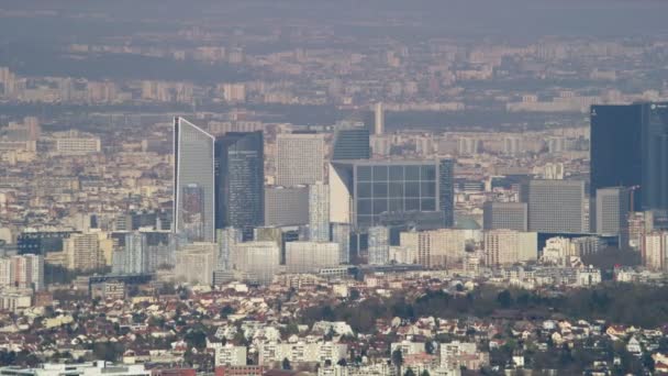 Letecký Pohled Budov Podnikání Pařížské Čtvrti Défense — Stock video