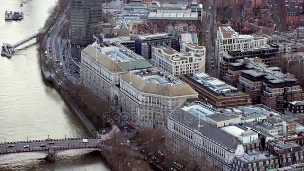 Пташиного Польоту Над Лондонському Районі Темза Будинку Штаб Квартирі Британської — стокове відео