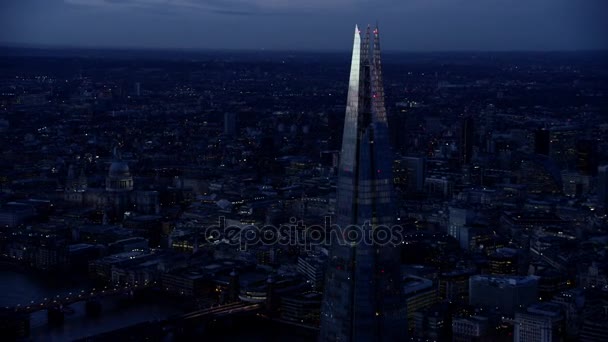 Londen Februari 2017 Luchtfoto Van Iconische Londen Wolkenkrabber Shard Het — Stockvideo