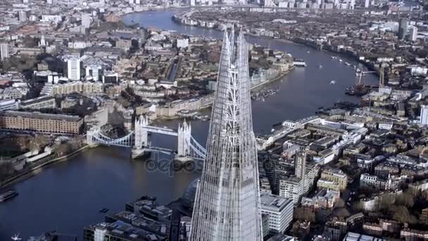 2017年2月 全景鸟瞰 伦敦城市景观与一些该市最著名的地标 — 图库视频影像