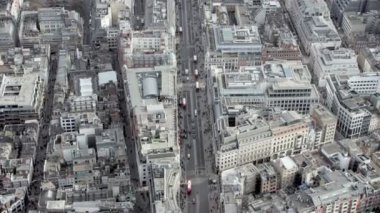 Londra Şubat 2017 - binalar, yollar ve merkezi Londra, İngiltere'de yayalar yukarıda havadan görünümü