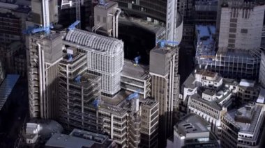 Londra Şubat 2017 - ikonik Londra sigorta Binası, Lloyds of London havadan görünümü