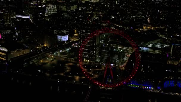 London February 2017 Panoramic Aerial View London Cityscape Night Including — Stock Video