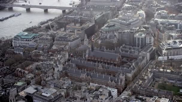 Luchtfoto Boven Londen Royal Courts Justice Omgeving — Stockvideo