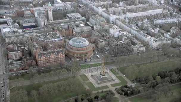 Londra Daki Royal Albert Hall Çevredeki Havadan Görünümü — Stok video